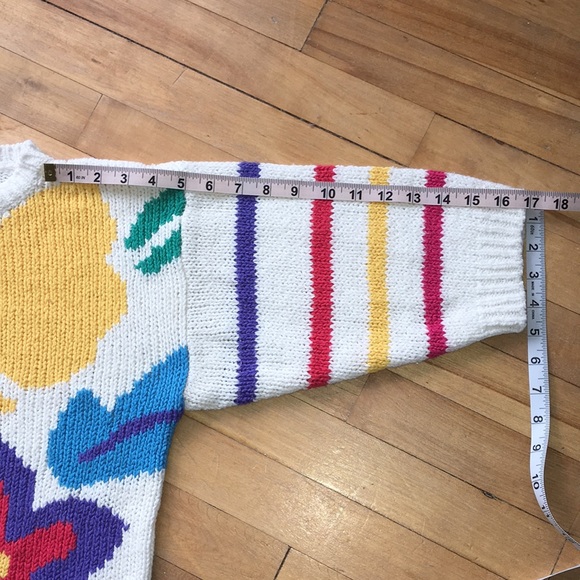 Vintage Barbra Sue floral abstract striped sweater size S - Picture 5 of 9